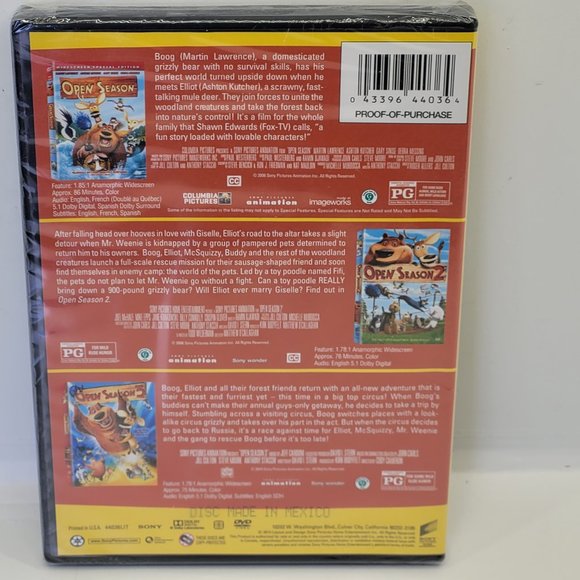 Open Season - Open Season 2 - Open Season 3 - New - Sealed - DVD Triple Feature - Picture 2 of 3